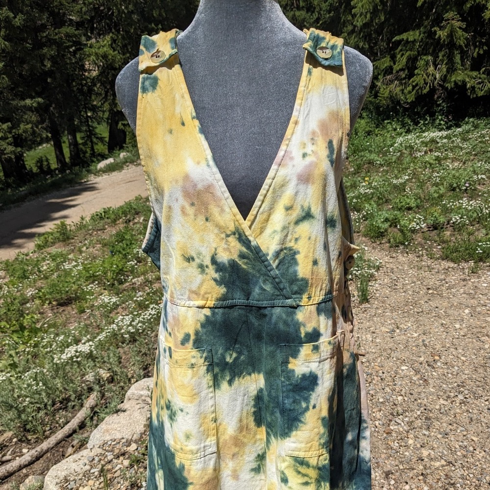 Earthbound Trading Co. Tie Dye Wide Leg Overall Jumpsuit M Festival Boho Hippie - Picture 2 of 16